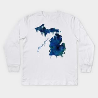 Michigan - Wet Paint Kids Long Sleeve T-Shirt